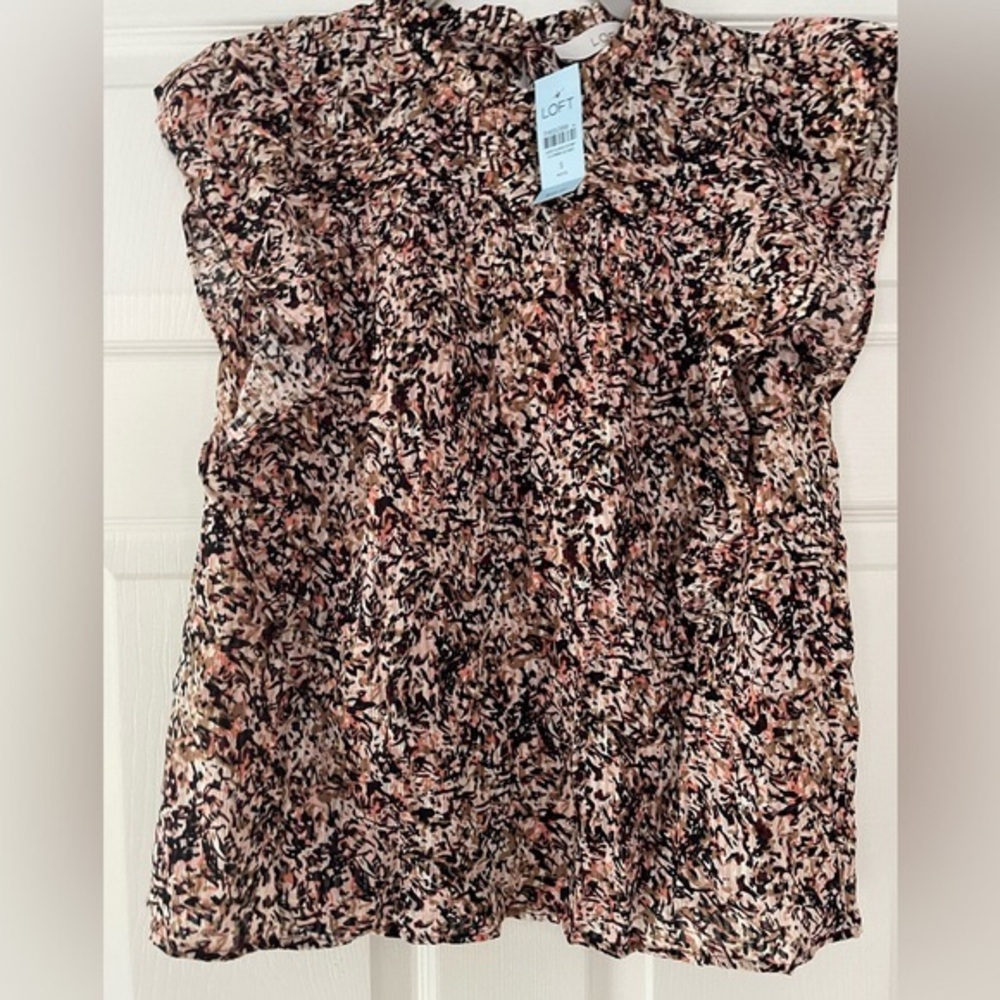 NWT LOFT Pintucked Ruffle Shell Sz Small - Picture 5 of 13